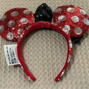 Authentic Disney Parks Minnie Mouse Off-Center Bow Sequined Headband